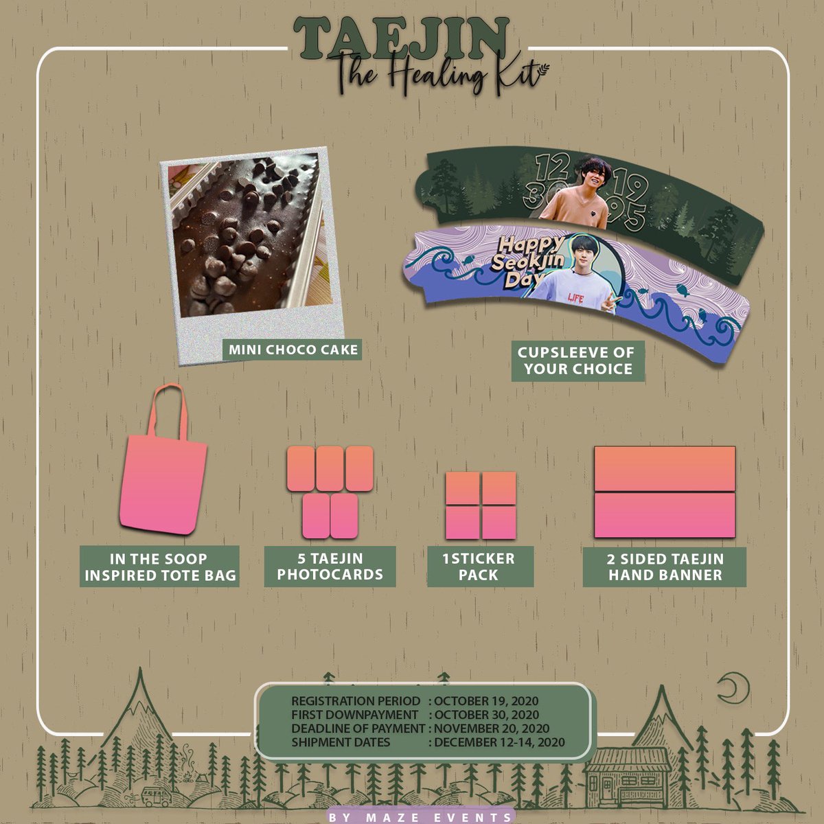  The Healing Kit A cupsleeve event dedicated for TAEJIN's birthday  Fill up the link below to order : https://tinyurl.com/yylrvz6w  Teaser photos will be posted in this thread the next days so stay tuned!  If you have any questions, just DM us! 