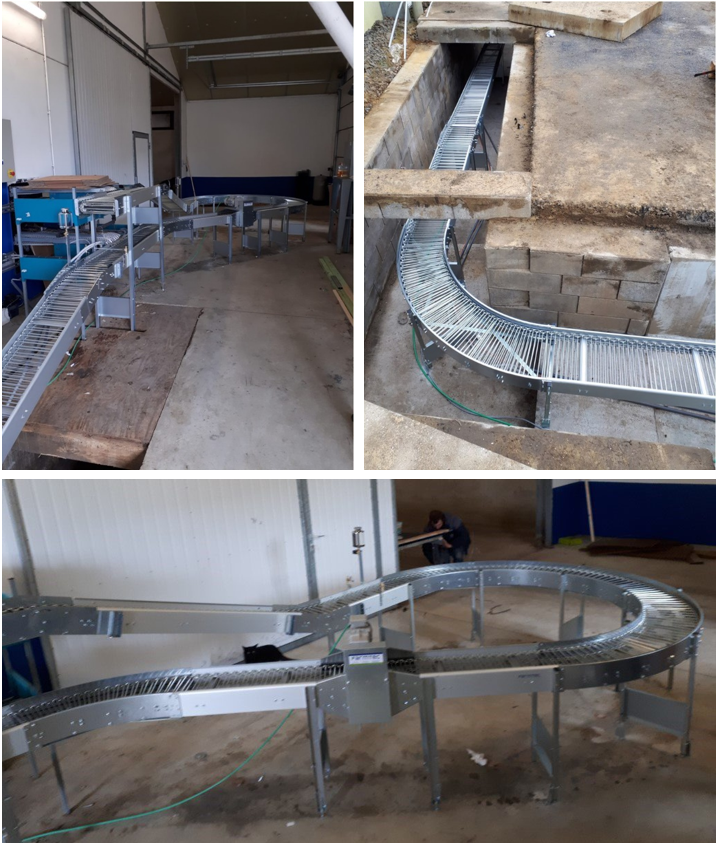 farmtecbv's tweet image. First impression of this project with a 30 cm. wide stepped rod conveyor. The system with a total length of 90 meter includes a front drive, intermediate drives, various curves and slope assemblies.

#farmtec #poultrysolutions #aluminum #conveyor #breeders #layers