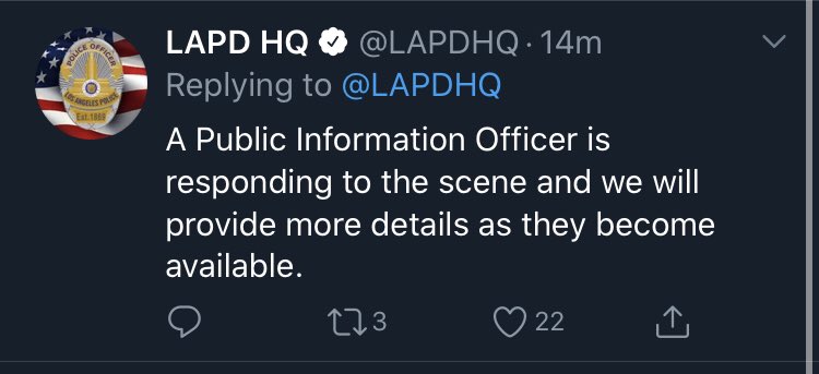 Update from LAPD at 3:04 am EST.  #ParamountStudios  #Hollywood  #LosAngeles