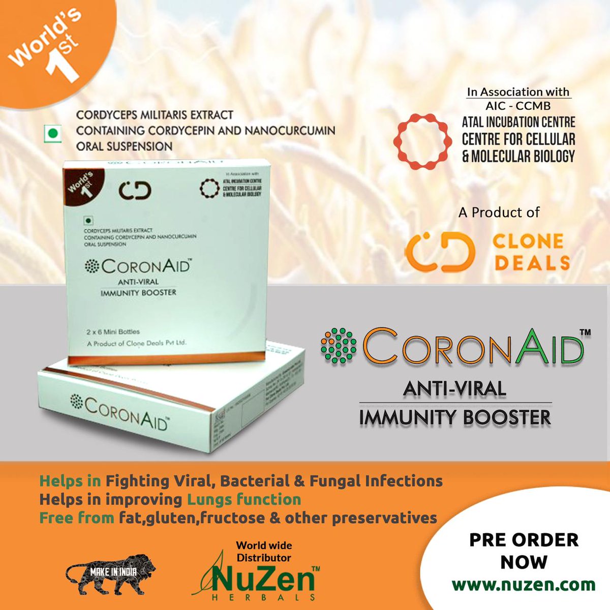 NuzenP's tweet photo. #nuzen #nuzenherbals #clonedeals #ccmb #cordycepts #cordyceps #coronaid is the Anti Viral Immunity Booster. https://t.co/JVrW7EXbqN