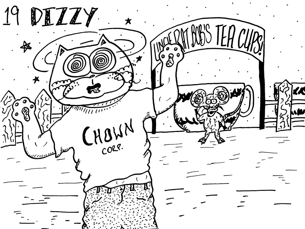 Mondaymorning Makes This Kitten Dizzy Oh No Wait It Was The Teacups At Least That S The Way It Seems On Day 19 Inktober Drawing Sketch Blackandwhite Illustration Illustrator Inktober 猫 イラスト 落書き