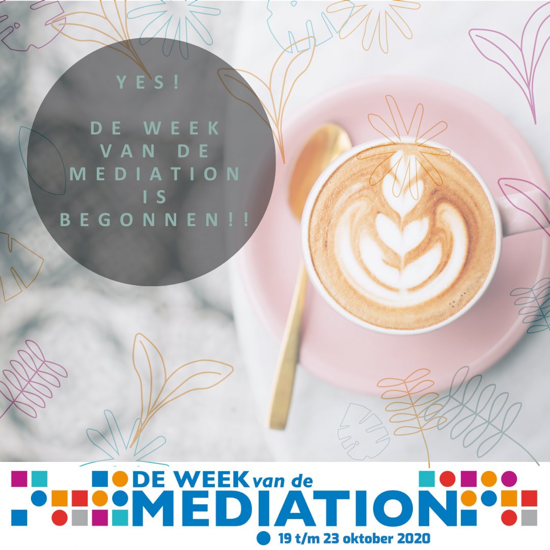 Vandaag is de #weekvandemediation begonnen. Uiteraard ook met #koffie. De allereerste NMv-activiteit start over een klein uurtje met Caroline Koetsenruijter schrijver van 'Jij moet je bek houden!'