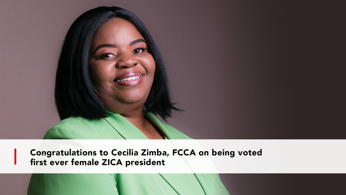 acca_zambia's tweet photo. ACCA Zambia congratulates Cecilia Zimba, FCCA on her election as the first female President of the Zambia Institute of Chartered Accountants (ZICA).

We wish her all the best in this new role.

#leadership #thinkahead #accountants #chartered #accountants #zambia #bethechange https://t.co/5tiO3wYKvH