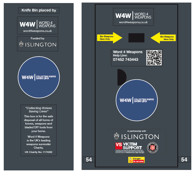 We've recently partnered with @word4weapons, @AFC_Foundation & @oldstdistrict to install new knife bins around Islington. Knife bins are a safe and anonymous way to dispose of knives, reducing the risk of them being used to cause harm. More info: orlo.uk/z9GBZ