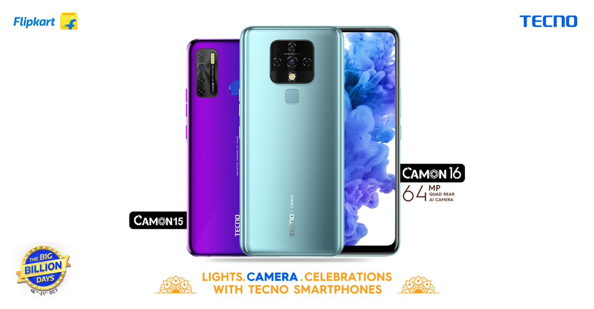 TecnoMobileInd's tweet photo. The Big Billion Days are about to get better with super offers from TECNO!
Click stunning pictures this festive season with TECNO #CAMON series.
You can avail great discounts on the offers with your SBI cards.
https://t.co/0hyLR7CDMD
#CAMON16 #TECNO #CAMON15 #festivesale https://t.co/QIL5pjRtQo