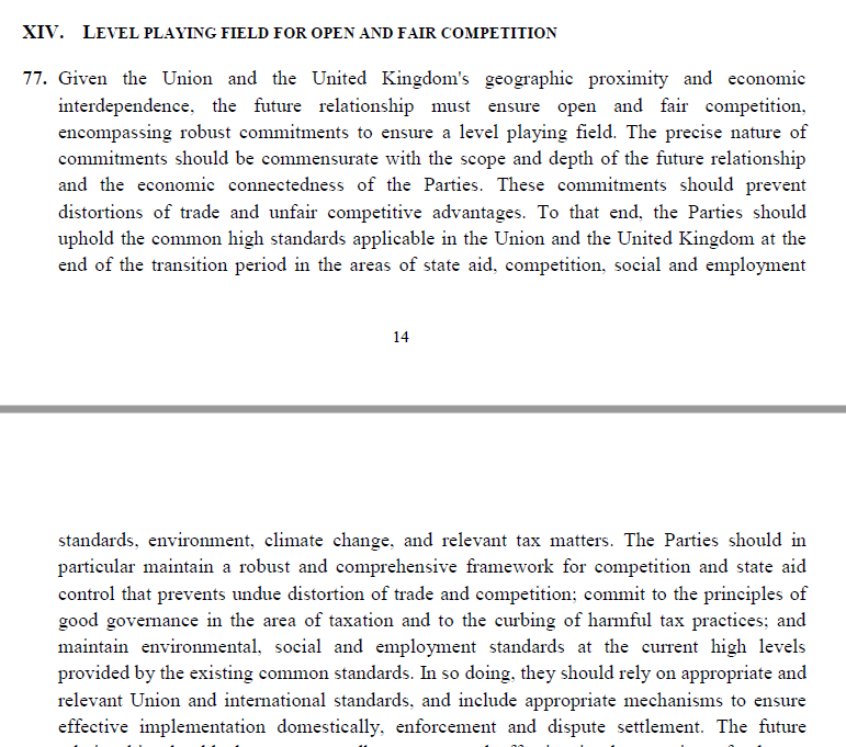 Not that I ever regarded the Political Declaration as having much legal force, but if we're talking about good faith, arguing that the EU's level playing field demands were not known is a straight lie. Rather more relevant than "Canada"...