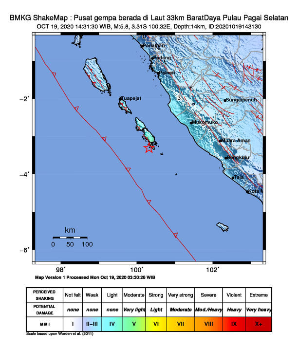 GEMPA HARI INI, Gempa 5,8 SR Guncang Pagai Selatan ...