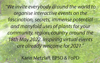 PlantDay18May's tweet photo. The International Fascination of Plants Day is postponed to 18th May 2022 for hopefully in-person events. Some countries will develop exciting virtual events for 2021. 

https://t.co/vab5z9jyto

#PlantDay #PlantScience #EUGreenDeal #EUFarm2Fork #EUBiodiversity https://t.co/mXb016HRhy