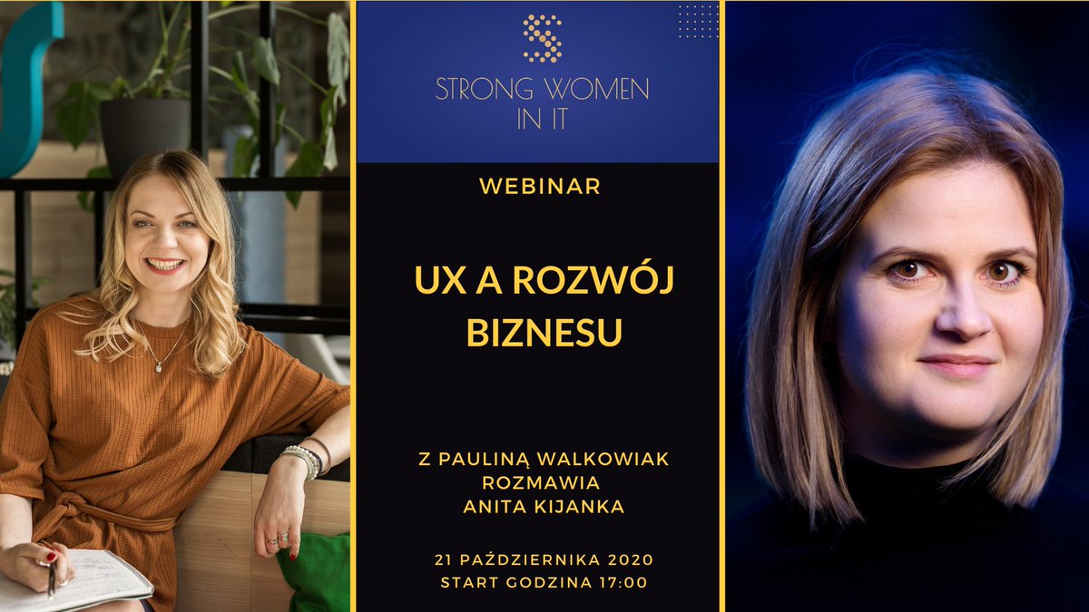 cux_io's tweet image. On Wednesday (October 21st) tune in 🎧 for the Strong Women in IT webinar where you&apos;ll hear @plnwlkwk and @AnitaKijanka speak about the importance of UX in business development (talk in Polish). Free sign up 🎟👉 app.evenea.pl/event/uxbiz/
#uxautomation #businessdevelopment #ux