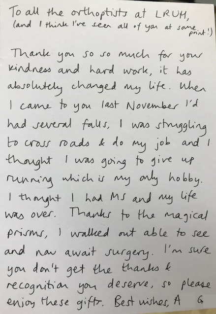 StPaulsNews's tweet photo. What better way to start the week than a lovely letter of thanks from a patient to our orthoptist team. https://t.co/PpOr677UDA