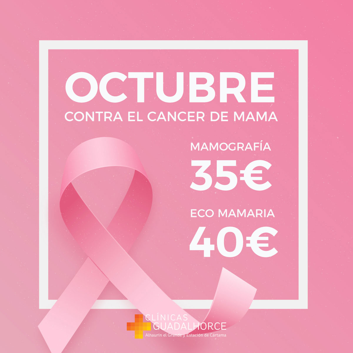 👉#DíaMundialContraelCáncerDeMama⁣
🎀La mejor lucha es la #prevención. En <a href="/CGuadalhorce/">Clínicas Guadalhorce</a>  como cada año, nos unimos a la concienciación con descuentos en pruebas diagnósticas.

¡Todo nuestro apoyo y cariño a las valientes que luchan día tras día!

#CancerDeMama #PorEllas #Málaga
