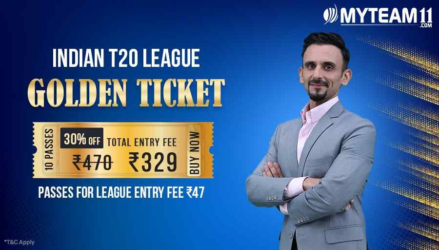 iamrohitmitra's tweet photo. Get your 10 passes Golden Ticket at 30% discount on https://t.co/jRd80xrtU6 to play and win big in Indian T20 League. #IndiaKiApniFantasyApp #MyTeam11 https://t.co/HzFI6X2Mbl
