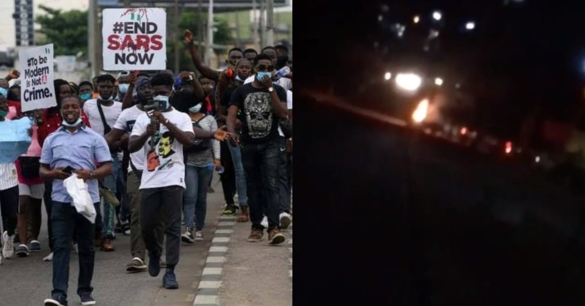 Avolaofficial's tweet photo. Cars Of #EndSARS Protesters Who Slept At CBN Headquarters Burned By Hoodlums Who Attacked Them (Video) #SideWithNigeria - https://t.co/1pjOEo2Hfi https://t.co/53G82vJ6pj