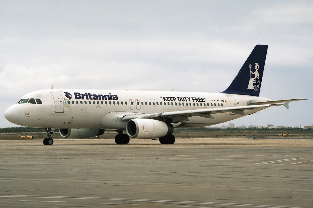 JetBackInTime's tweet photo. Despite being a loyal Boeing customer since 1968, Britannia looked at adding the A320 family to its fleet &amp; in 1998 “damp leased” 3 TransAer A320s, using them on routes unable to sustain the 757/767. But the carrier decided to stick with Boeing and placed an order for 5 737-800s. https://t.co/SxfawPO4PC