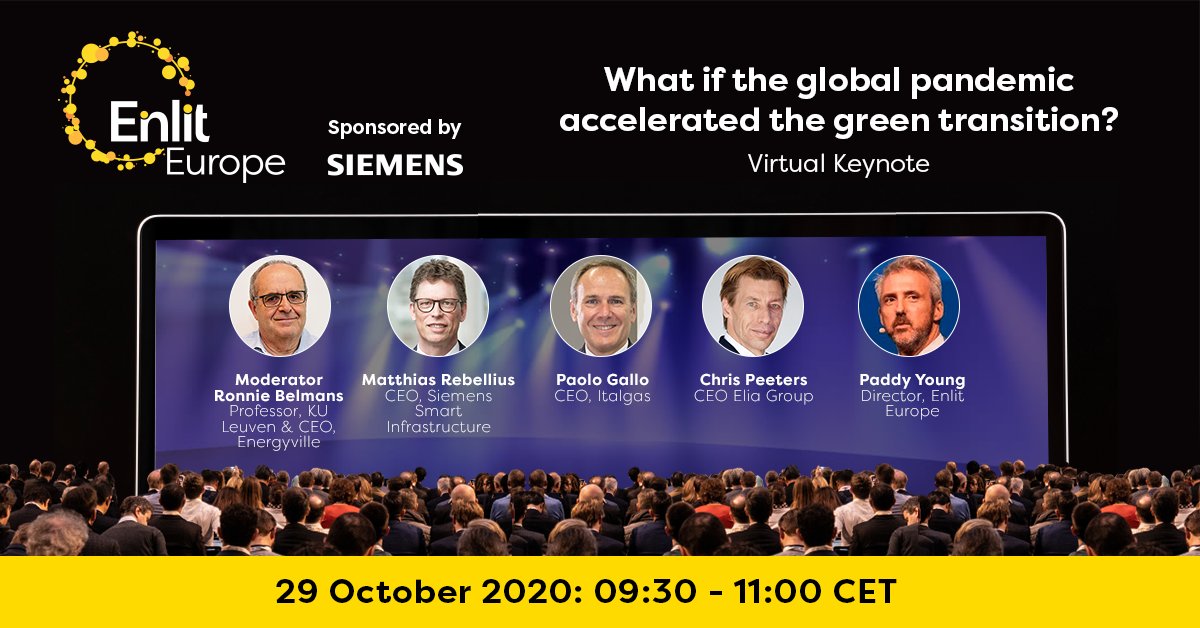 Next week, you can't miss the #EnlitEurope Virtual Keynote discussing "What if the global pandemic accelerated the green transition?" Tune in on 29 October to hear from Paolo Gallo @Italgas | @chris_p_elia @eliacorporate | @MatRebellius @SiemensInfra - https://t.co/nVk0O2jN9k https://t.co/hl5qFk3R7U
