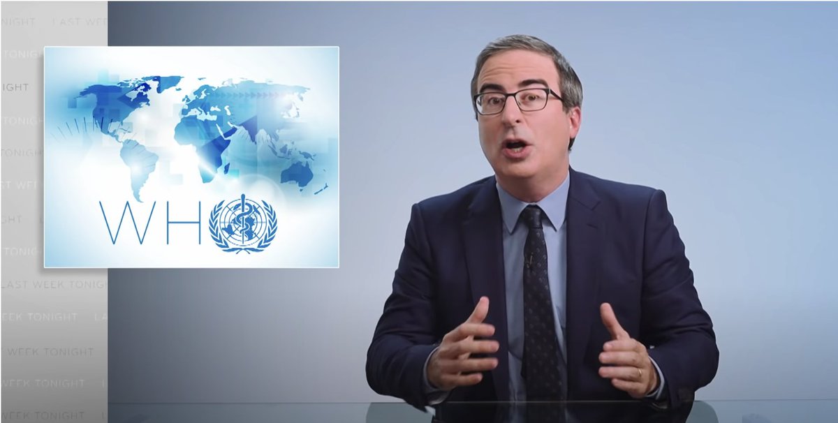 In focusing on the importance of  @WHO in  #GlobalHealthLaw,  @LastWeekTonight begins with the promise & limitations of WHO legal authorities: "One of the biggest powers it has is the ability to declare a public health emergency of international concern & issue recommendations...."
