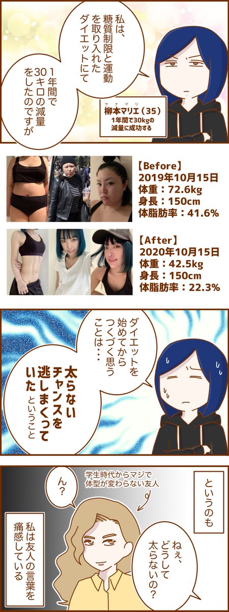 体型を維持している友人と肥満な私の違い

①自覚の有無
②調整の有無
③思い込みの有無

正直なところ①と②はさほど重要ではなく、③が最重要事項だと私は思っています? 