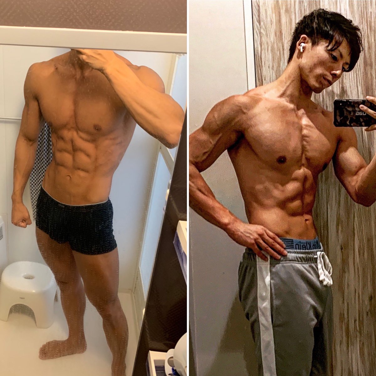 ももじり四千人将 筋トレ ブログ 筋肉の成長を観察するなら 増量期vs減量期 より 前回の減量期vs今回の減量期 の方が正しい比較だと思う 19 左 と 右 体重はが1 5kgくらい重い 個人的な成長部位は 胸の輪郭 腕 カーフかな いや マジ