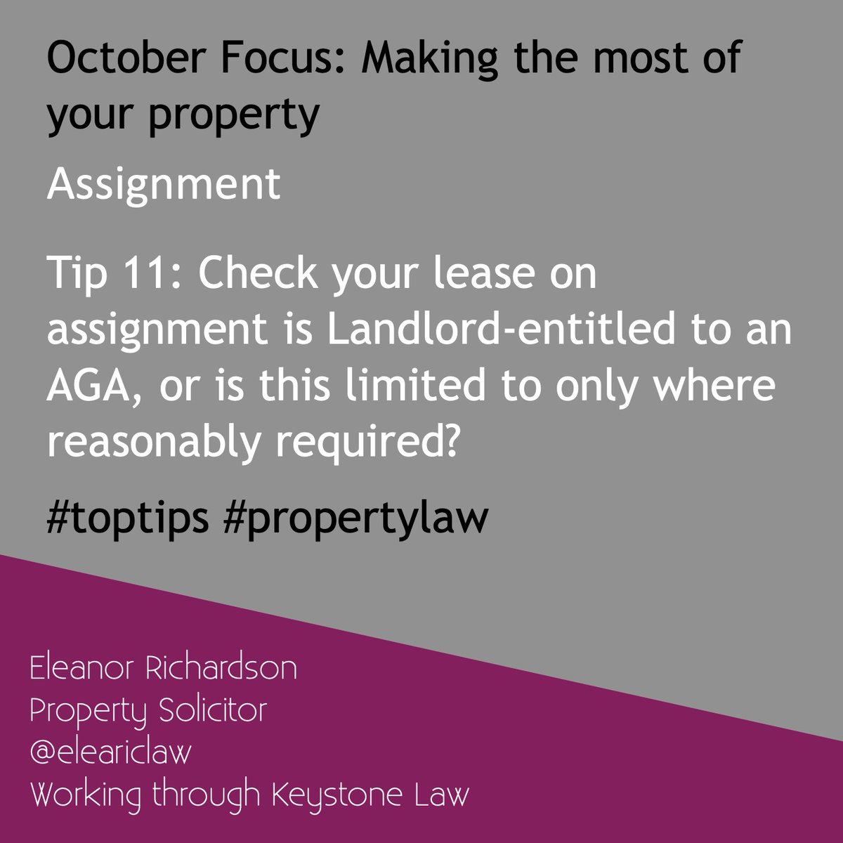 eleariclaw's tweet photo. Tip 11: Check your lease on #assignment is Landlord entitled to an AGA or is this limited to only where reasonably required? #makingpropertywork #toptips #commercialpresmises #businesspremises #propertylaw #ukpropertylaw https://t.co/XqNotBz2Rr