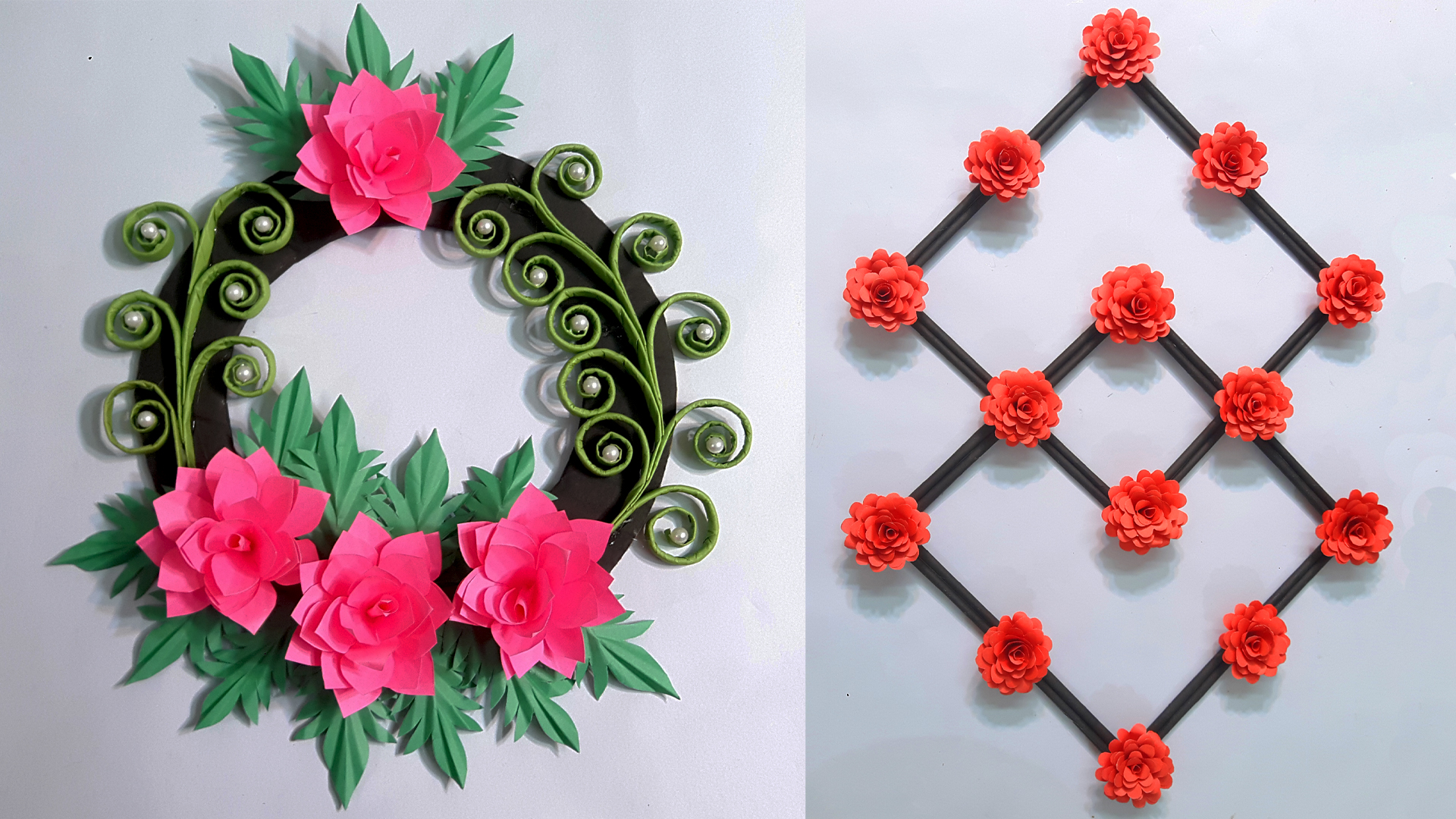 diy / wall decoration ideas / wall hanging craft paper flowers