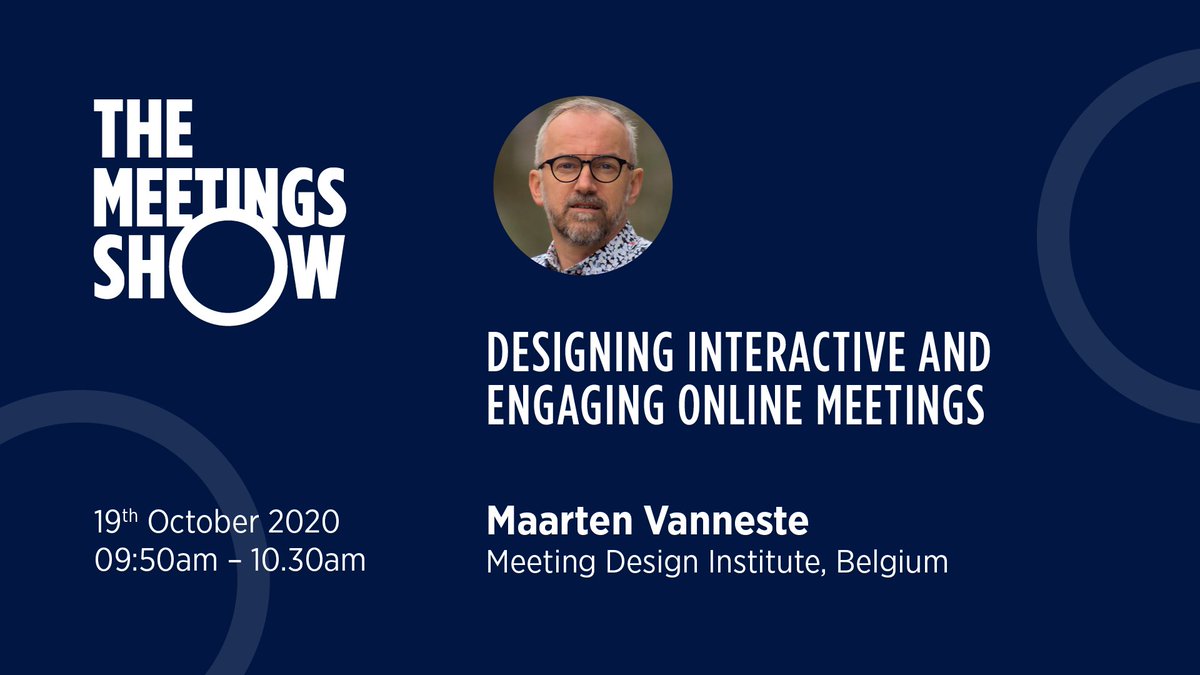 First up in our education programme:
Designing interactive and engaging online meetings
@maartenvanneste, <a href="/MDImeetings/">Meeting Design Institute</a>

💡How we can create interactive #onlinemeetings and #conferences
💡What does and doesn't work when planning #virtual and #hybridevents

app.swapcard.com/event/the-meet…