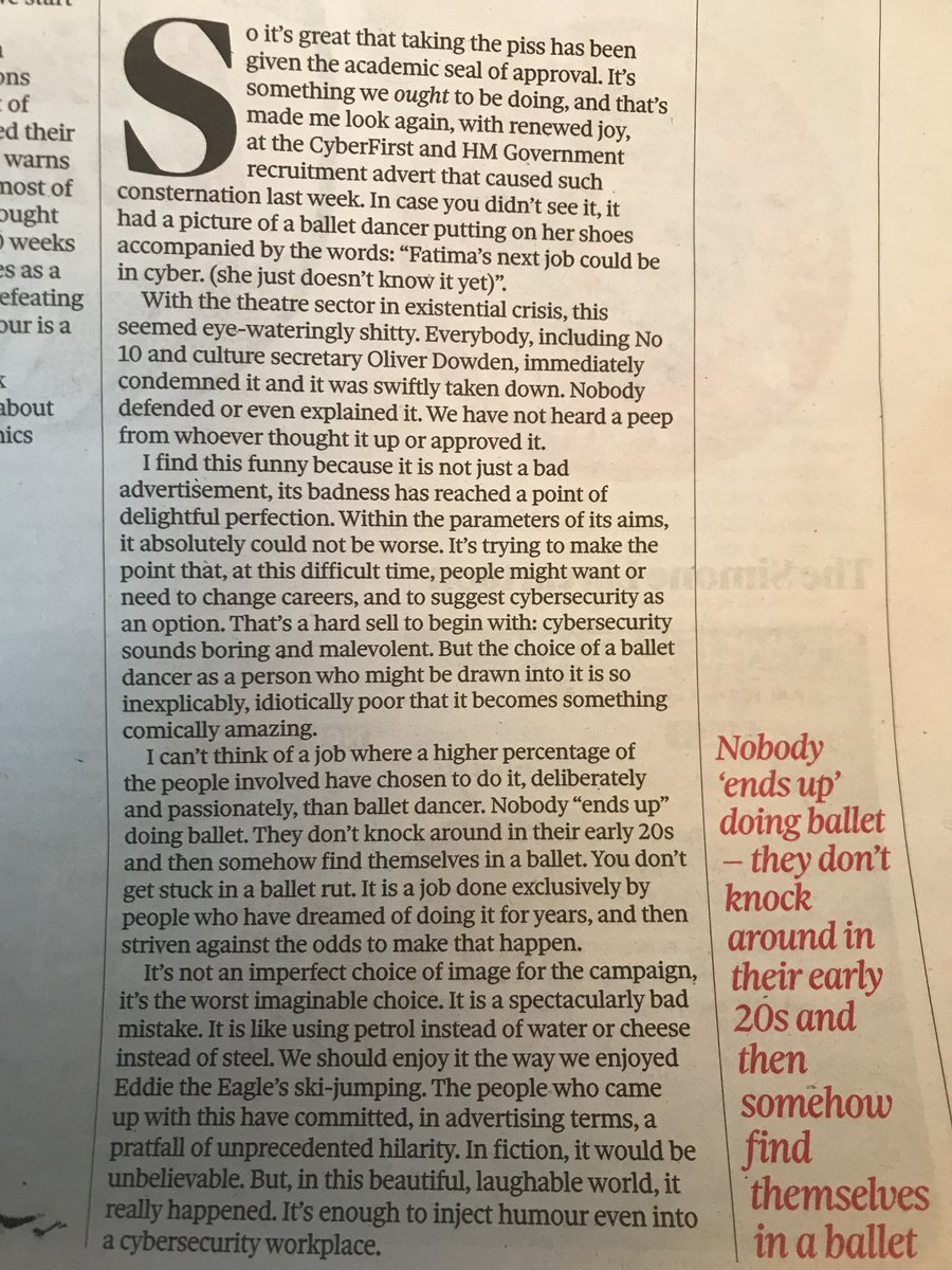 Bravo, David Mitchell, in yesterday's Observer...