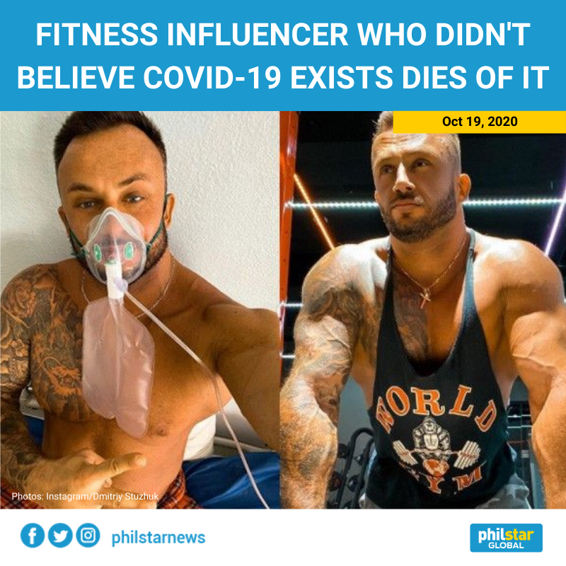 PhilstarNews's tweet photo. Fitness influencer Dmitriy Stuzhu initially did not believe that COVID-19 existed. He tested positive for the virus after going to Turkey, and days later passed away at the age of 33.

Read: https://t.co/qxa89RM2T8 https://t.co/Z0owkJroAt