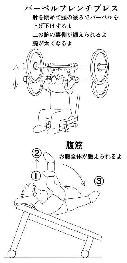 ごろうざ ばくしゅ 今日のトレ スクワット 60k10 80k10 90k6 5 5 トライセップエクステンション k10 30k10 35k10x3 バーベルフレンチプレス 10k10 k10 30k10 9 8 腹筋 1種 各40x2 ショルダープレス 30k10 40k10x3 半袖短パンじゃ寒かった80分 筋トレ