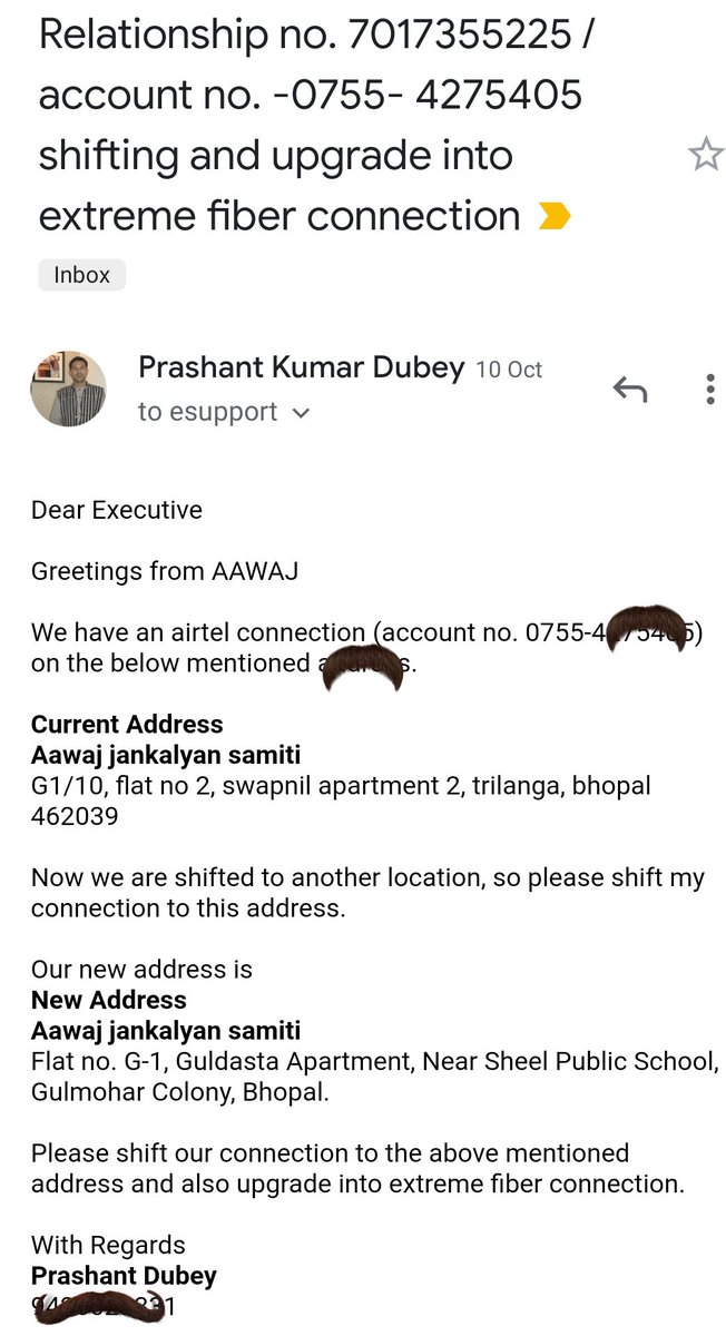 Please meet with the fastest network and service provider #AIRTEL. Our Shifting is pending from 10th october till now. Authority says we can't do anything. You have to wait. Is it fastest???? 
#Sunilmittal #Airtel #dontbuyairtel
<a href="/Airtel_Presence/">Airtel Cares</a> <a href="/AirtelPresence/">Airtel Complaints</a>