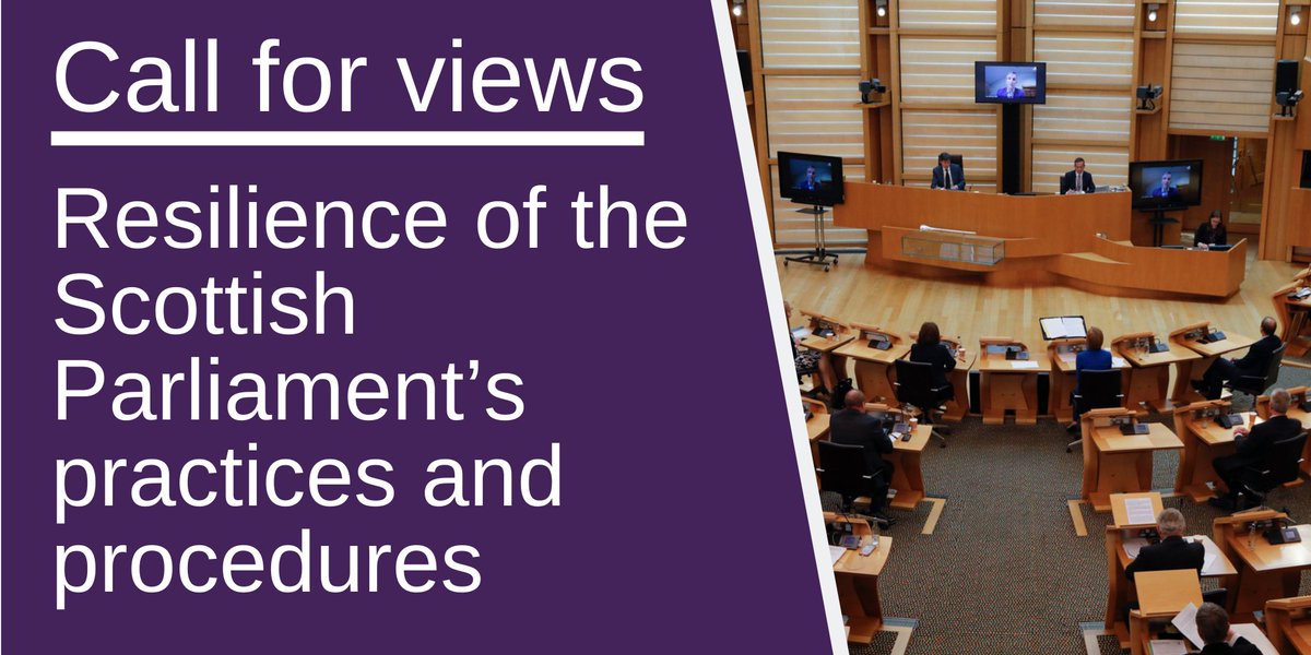 ScotParl's tweet photo. ❓ How well do you feel @ScotParl has adapted its ways of working during the #Covid19 pandemic?

That’s one of the questions that the Standards, Procedures and Public Appointments Committee are asking as part of their latest inquiry.

Submit your views ➡ https://t.co/8od8MD4gEu https://t.co/zl7H6ABJcm