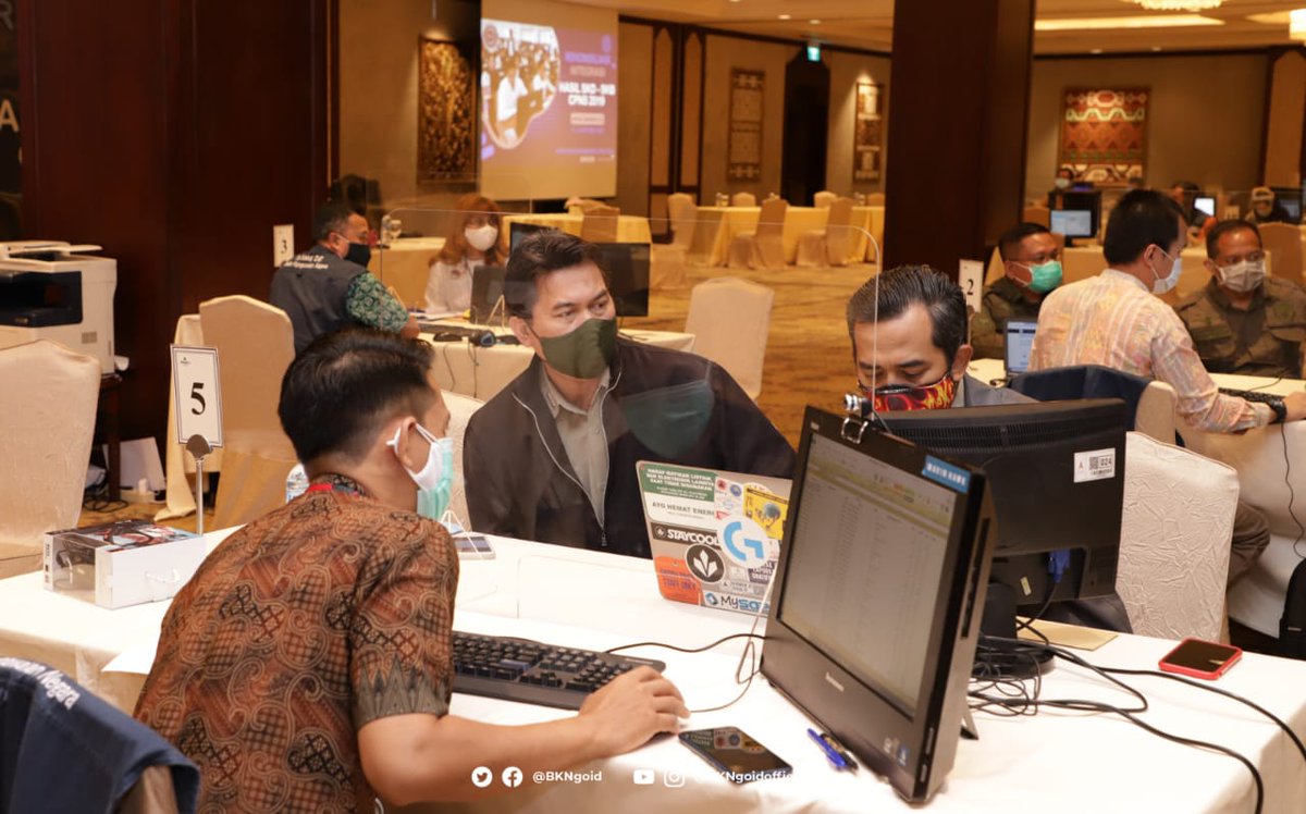 Kedeputian Mutasi Kepegawaian BKN menggelar Rekonsiliasi Integrasi hasil Seleksi SKD-SKB CPNS Tahun 2019, Senin-Jumat (19-23 Oktober 2020) di Hotel Shangri-La dg penerapan protokol kesehatan.