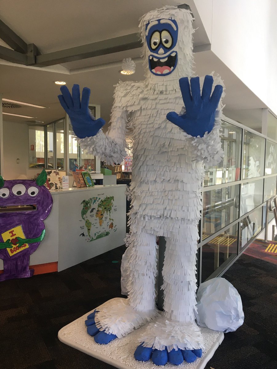 L_Wilson73's tweet photo. So proud of our amazing teacher aides at my school - two got together and made this amazing giant abominable snowman for the @ScholasticAUS #bookfair this week. The students 💙 it!
#library #primarylibrary #arcticadventures https://t.co/PkNhC5LY0m
