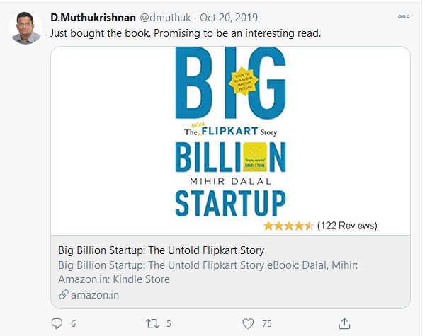 7. Big Billion Startup - The Untold Flipkart Story by  @MihirDTweets  https://amzn.to/3o2fqE9 