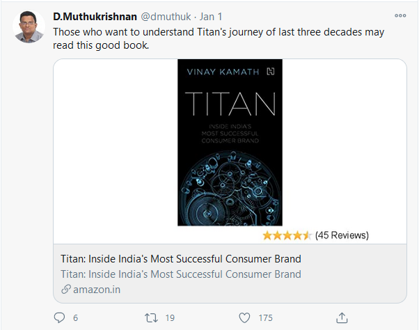 20. Titan: Inside India's Most Successful Consumer Brand  https://amzn.to/37koJJO 