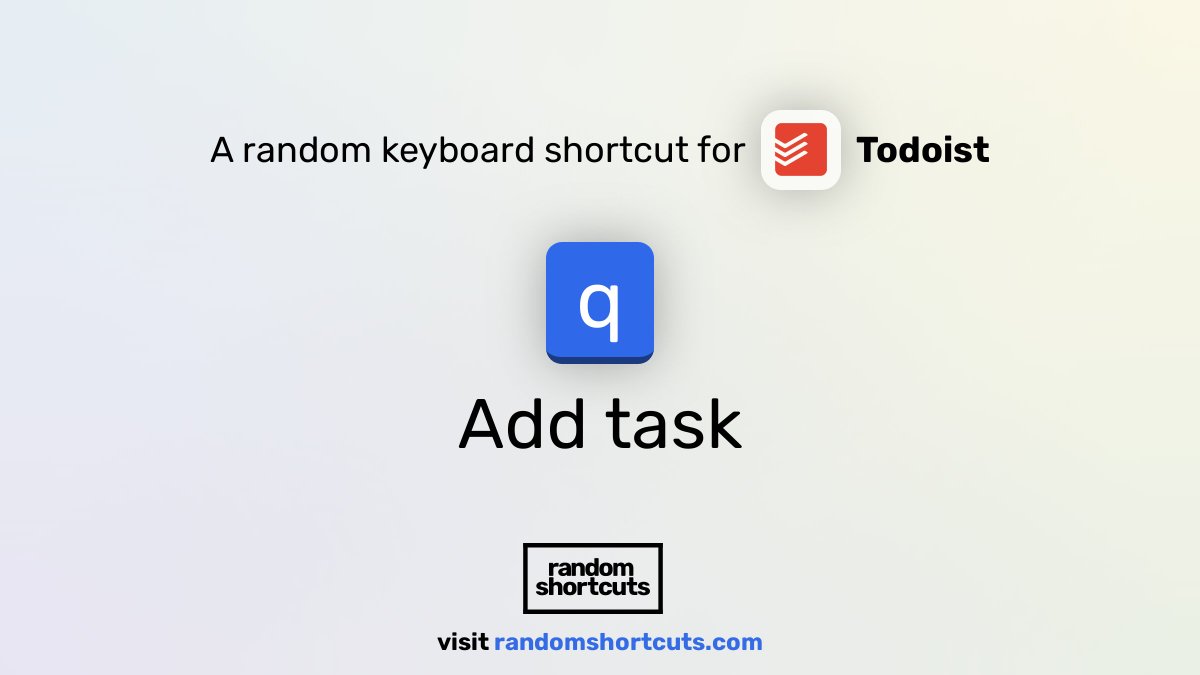 A keyboard shortcut for Todoist (@todoist)
Shortcut: q
Command: Add task
See more Todoist shortcuts here: https://t.co/667bonv4SP
#keyboardshortcut #mac #productivity #Todoist https://t.co/APrJEx3Y9x