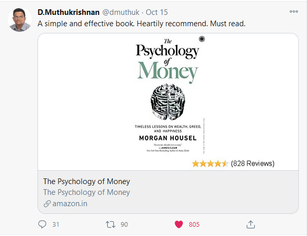 17. The Psychology of Money by  @morganhousel  https://amzn.to/31oewbw 