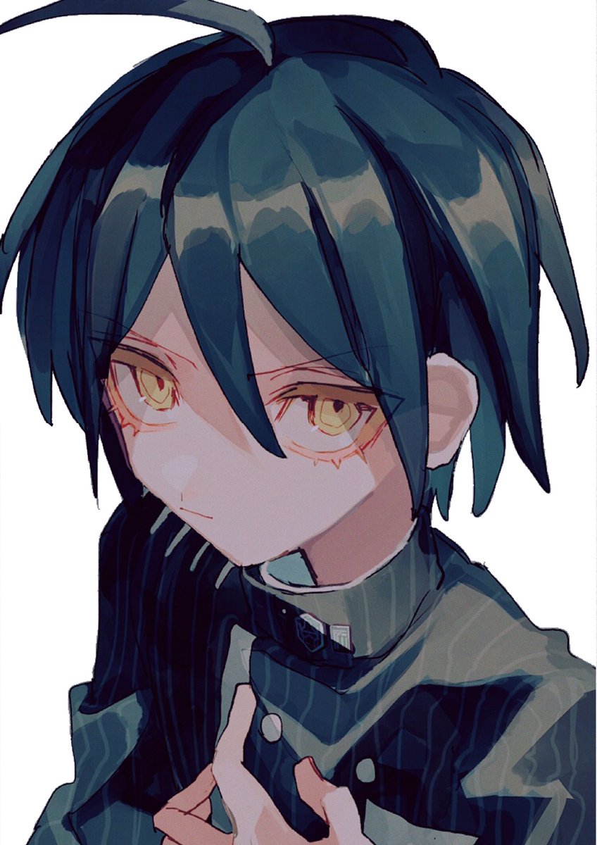 saihara shuuichi 1boy male focus solo short hair bangs jacket striped jacket  illustration images