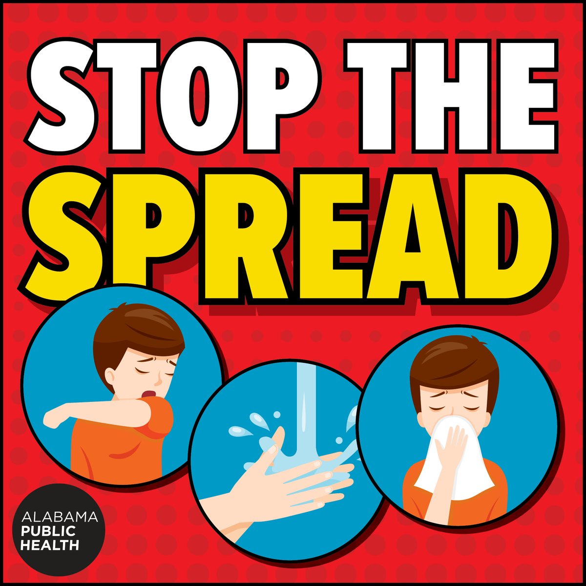 ALPublicHealth's tweet image. Simple steps like covering your coughs and sneezes, and washing your hands regularly, can help stop the spread of respiratory illnesses like the #flu. Learn more at alabamapublichealth.gov/flu/. #StopTheSpread #FightTheFlu #WashYourHands