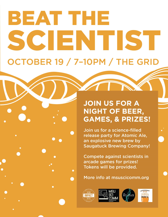 msu_scicomm's tweet photo. At this time last year, we would have just kicked off our science art day! We welcomed @thephysicsgirl to the @WhartonCenter, made science art at @AbramsSkyNotes, hosted an art exhibition at the FRIB, and ended the night with science talks and a beer release at @thegridoldtown. https://t.co/vr8idrJ0UG