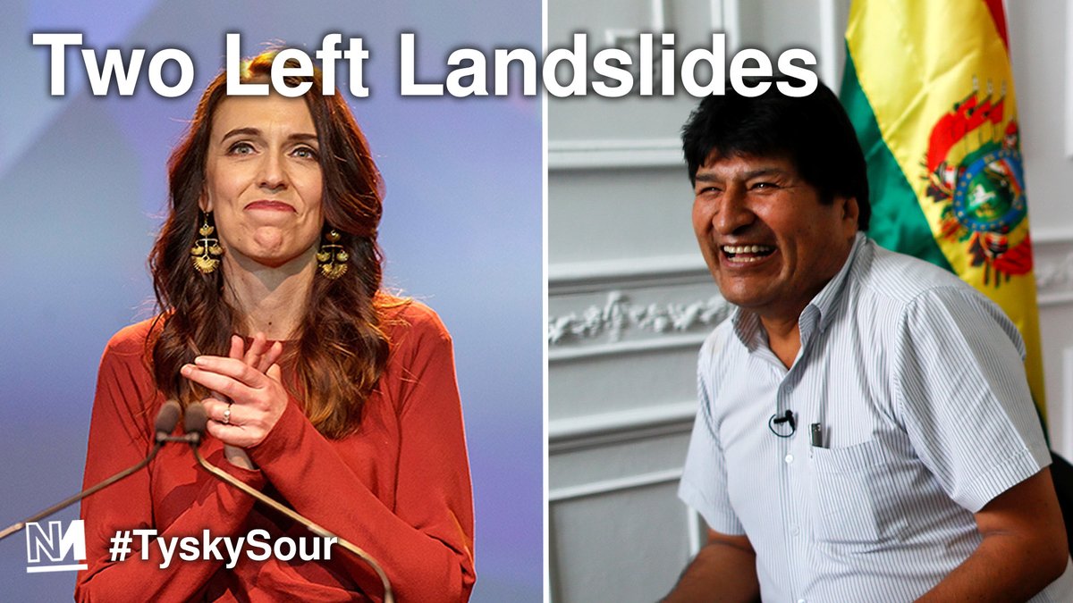 In New Zealand and Bolivia, this weekend saw landslide victories for the left.
Tonight, we speak to Max Harris, Author of NZ project, on Jacinda Ardern, and @davidrkadler, @ProgIntl election observer, live from from La Paz.
#TyskySour LIVE from 7PM 👇
https://t.co/XbiwIf4muX https://t.co/yvFVZuHLcK