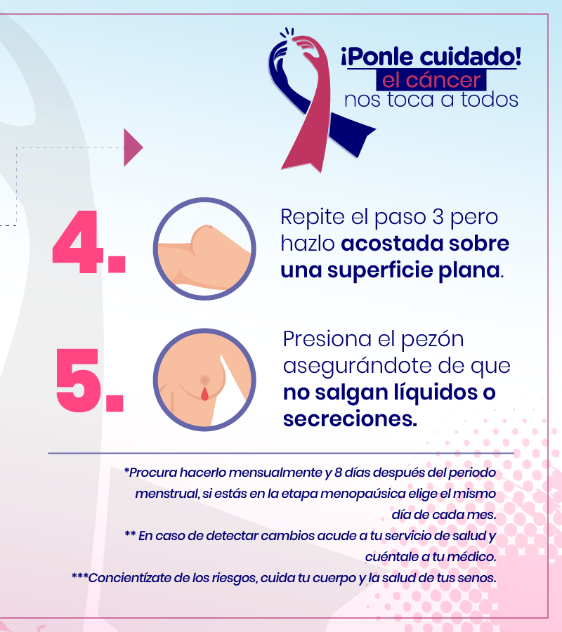 En el #DíaMundialDelCáncerDeMama, te contamos cómo hacer el autoexamen para su detección de forma oportuna ⬇️