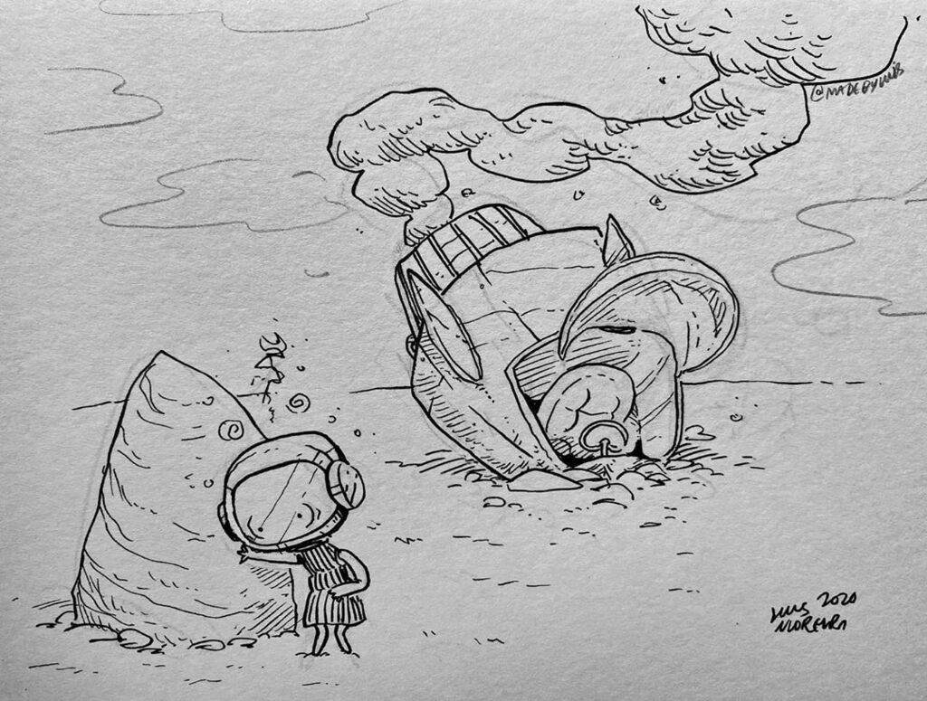 A somewhat #cute #astronaut #moonmen very #dizzy ✨☺️😅in a very fast #drawing for #inktober
.
.
#madebyluis
#inktober2020 #instaart #illustration #brushpen #comics #fantasyart #fantasy #painting #sketch #drawing #visualdevelopment #doodle
… https://t.co/5wNFh1YOHd https://t.co/bhSXMngXrb