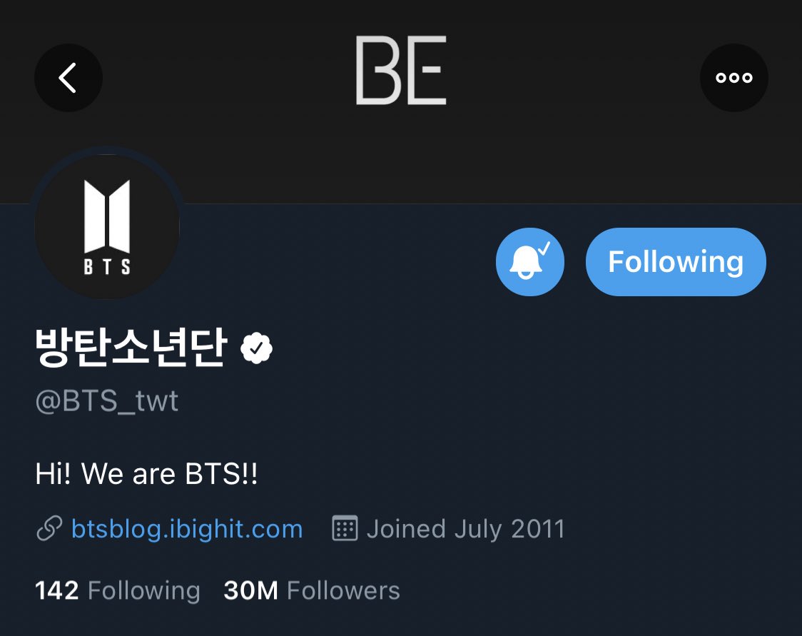 Updated  @BTS_twt and  @bts_bighit Twitter layouts for BE!