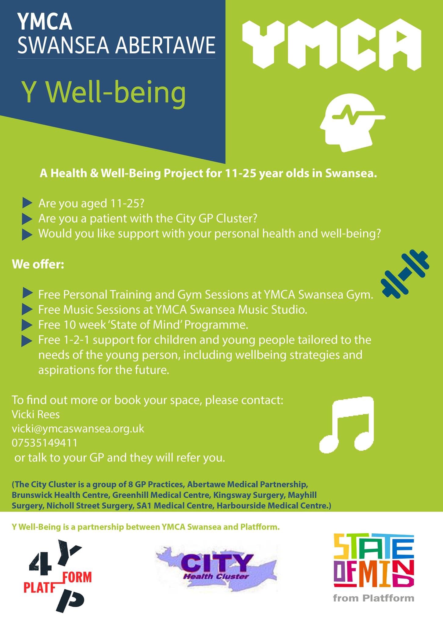 Ymca Swansea On Twitter New Project Ywellbeing Is A Project For 11 25 Year Old To Access Support For Personal Health And Wellbeing Free Access To Ymca Gym And Also Our Recordingstudio As