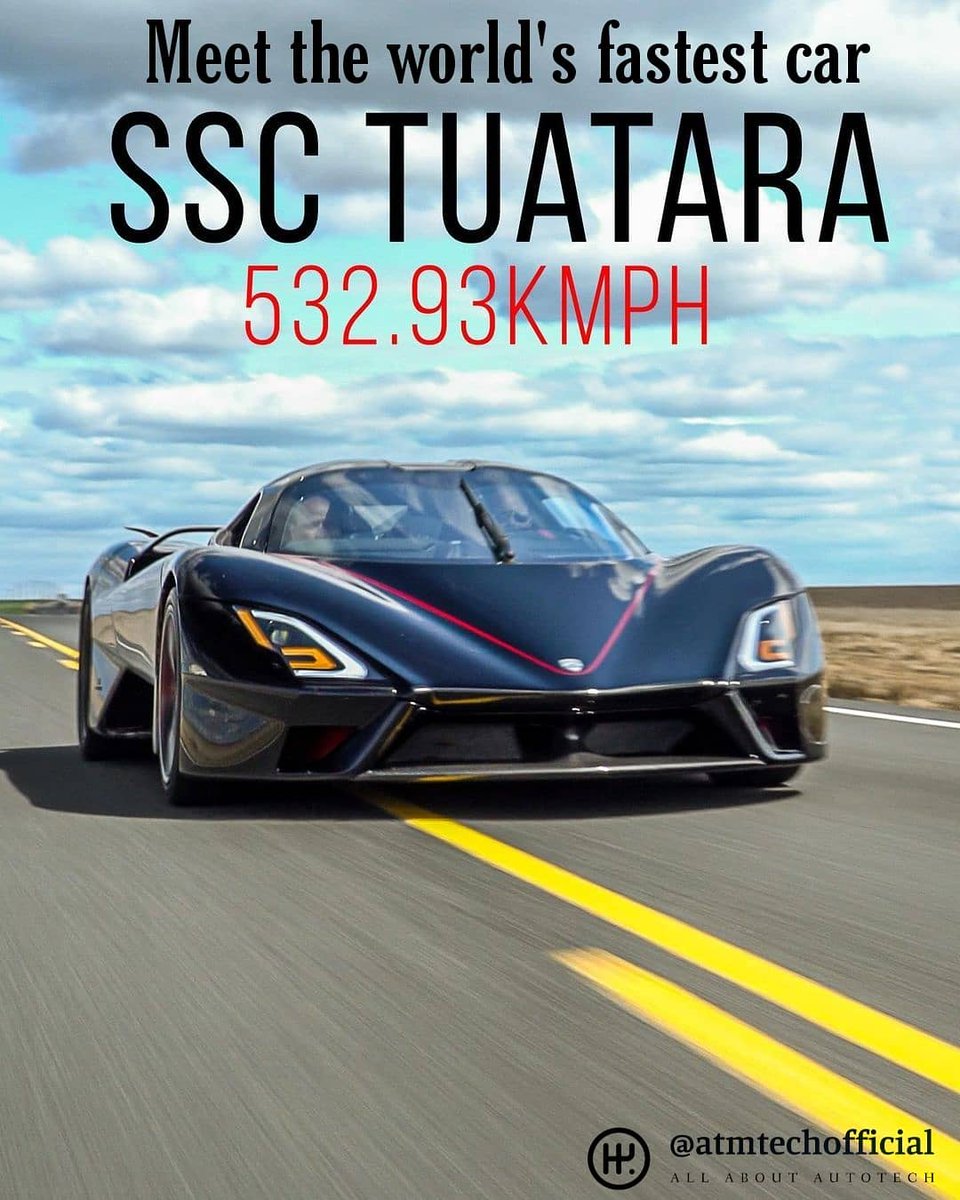 SSC TUATARA clocked a speed of 532.93 kmph and is now the fastest car in the world.
.
#fatestcar #hypercars #supercar #ssctuatara #speed #speedoflight #bugatti #atmtechofficial #atmtechedits #automotivesandtechnology https://t.co/s9wABgnNDW