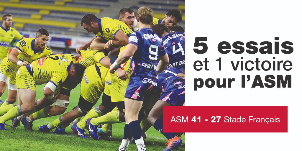 #TOP14 Un esprit combatif et une belle victoire pour nos Clermontois face au <a href="/SFParisRugby/">Stade Français Paris</a> 🏉🙌

➡️ On continue sur cette lancée et on vous donne rendez-vous au prochain match 👇
<a href="/ASMOfficiel/">ASM Rugby</a> / <a href="/SectionPaloise/">Section Paloise Béarn Pyrénées</a> le 24 octobre 📆

#ASMSFP #Powerfultogether #YellowArmy
