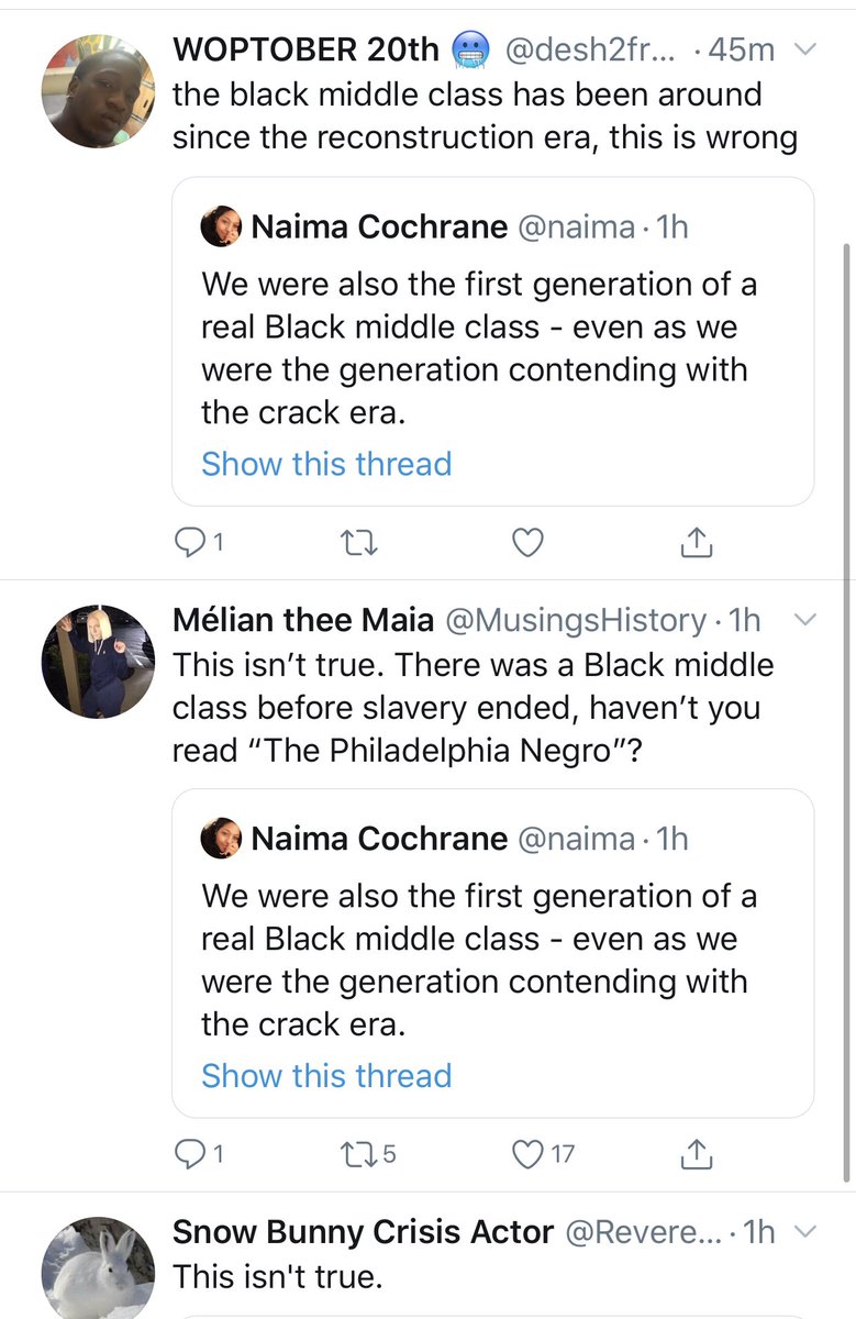 Me: We were the first generation of a *real* Black middle class...People who don't read: The Black middle class existed!I know, y'all. That's why I phrased it how I did. The Black middle class expanded in the 60s because of the CRM.