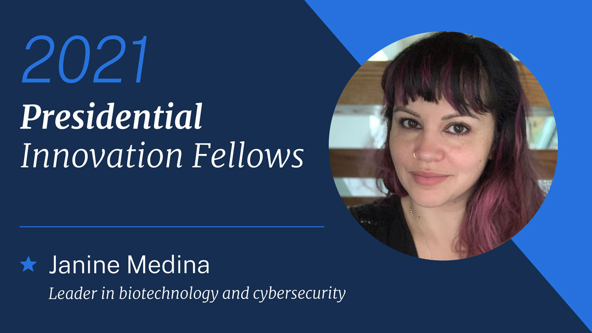 Janine Medina brings expertise in biotech and cybersecurityShe’ll be joining  @BARDA to work on 21st-century data management We’re thrilled she’s joining the  #CivicTech movement!  #PIF2021  https://www.gsa.gov/blog/2020/10/19/passion-and-purpose-meet-the-2021-presidential-innovation-fellows