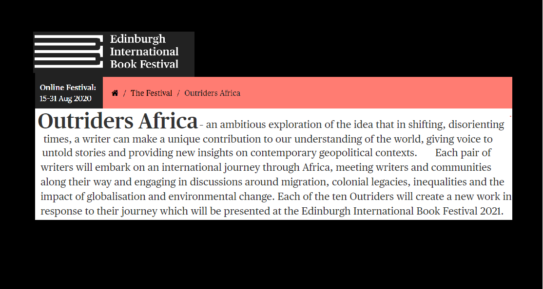 AfricainWords's tweet photo. #OutridersAfrica - 10 writers, 5 journeys:
Amanda Thomson & Sabrina Mahfouz
Donna Obaseki-Ogunnaike & Wanjiru Koinange
Eliza Anyangwe @ElizaTalks & Emmanuel Iduma #emmaiduma
Kei Miller @keimiller & @Youngfathers' Kayus Bankole
Nadine Aisha Jassat & Tsitsi Dangarembga https://t.co/6C2wUhmjMV