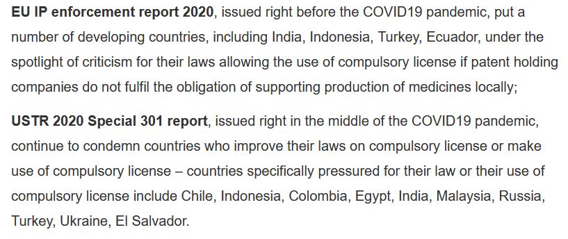 Britain says: ‘you can already override patents if you need to’. South Africa rightly replies: ‘hang on a minute, the rich world and your TNCs bully the South whenever we try to do that’. Like you did a few months ago.... (5/7)